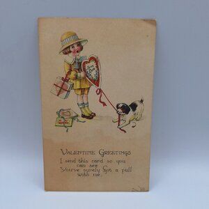 Vintage Valentines Day Postcard True Love‎ Greetings Made In USA Early 1900s Art